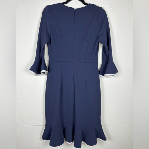 NWOT Nanette Lepore Navy White Ruffle Dress- size 4 - Picture 8 of 12